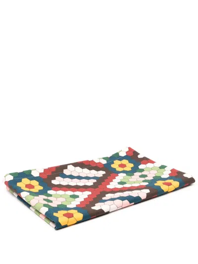 La Doublej Honeycomb-print Cotton Table Runner In Red