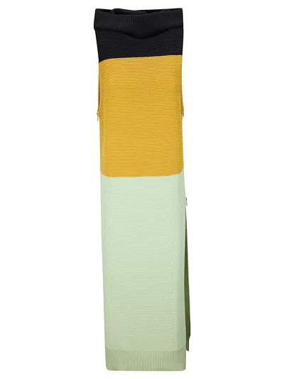 La Doublej Hooded Wool Dress With Dynamic Slits In Multi