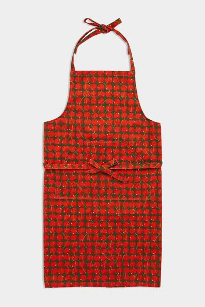 La Doublej Housewives Apron In Cherries Verde In Red