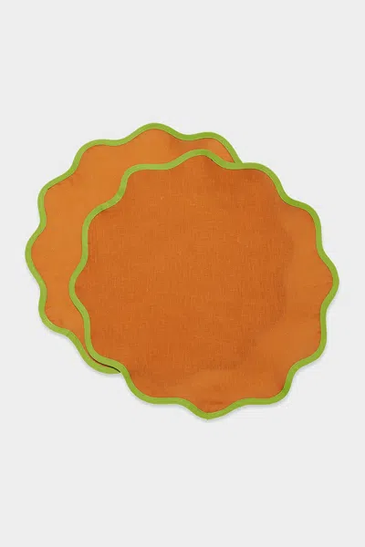 La Doublej Housewives Cloud Placemat Set Of 2 In Rainbow Siena In Orange