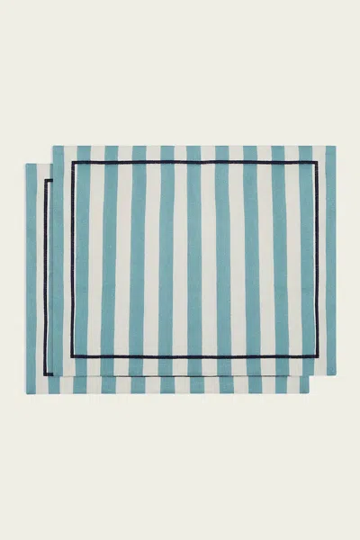La Doublej Housewives Placemat Set Of 2 In Riviera Sky Blue In Green