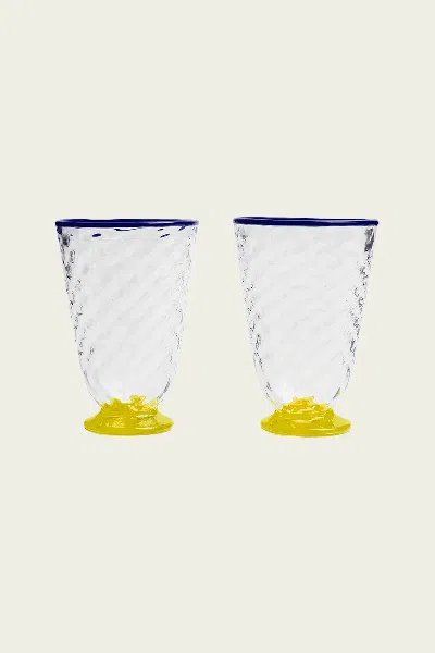 La Doublej Housewives Quilted Glasses Set Of 2 In Yellow In Transparent