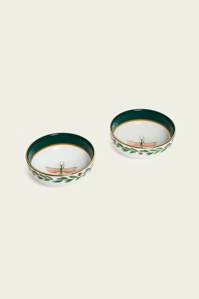 La Doublej Housewives Snack Bowl Set Of 2 In Libellula Green
