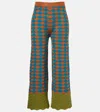 La Doublej Intarsia Knitted Straight Wool Pants In Multi