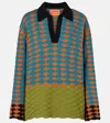 La Doublej Intarsia Wool Polo Sweater In Multi