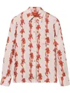 La Doublej La Double J Boy Floral-print Silk-twill Shirt In Orange