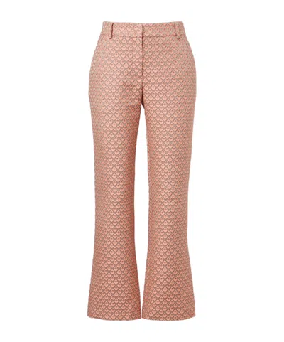 La Doublej Jacquard Flared Trousers In Pink