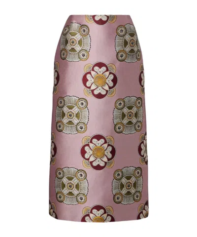 La Doublej Jacquard Pencil Skirt In Pink