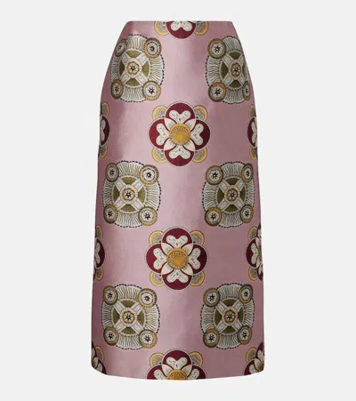 La Doublej Jacquard Pencil Skirt In Purple