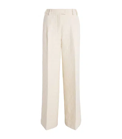 La Doublej Jacquard Wide-leg Trousers In White