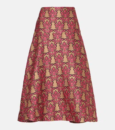 La Doublej Janis Cotton Jacquard Midi Skirt In Herald Fuchsia