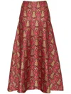 La Doublej Janis Cotton Jacquard Midi Skirt In 粉色