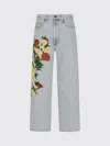 La Doublej Floral Appliqué Barrel-leg Jeans In Multi
