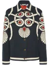 La Doublej Patterned Jj Denim Jacket In Black