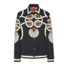 La Doublej Patterned Jj Denim Jacket In Medallion Placée Black