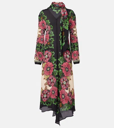 La Doublej Karis Floral Midi Dress In Gold