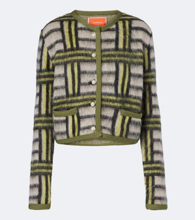 La Doublej Kells Check Wool And Mohair-blend Cardigan In Green