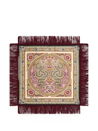 La Doublej Reversible Fringe Foulard 90 In Multi