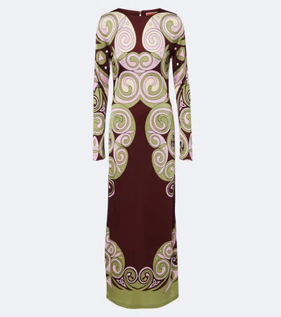 La Doublej Kells Swirl Jersey Maxi Dress In Multi
