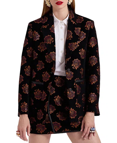 La Doublej Kelly Jacket In Rosette Jacquard Black