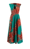 La Doublej Keyhole Dress Anemone Ghirlanda Green In Anemone Ghirlanda Green