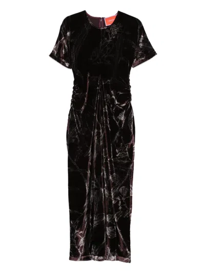 La Doublej Kleid Mit Blumen-print In Black