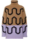 La Doublej Comber Print Turtleneck In Camel In Neutrals
