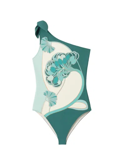 La Doublej Knot Floral-print Swimsuit In Multi