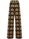 La Doublej La Comasca Floral-print Trousers In Brown