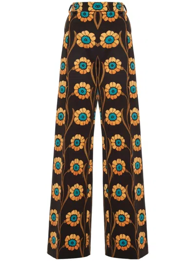 La Doublej La Comasca Floral-print Trousers In Daisychain Black