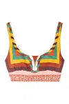 La Doublej Baia Placed Abstract-print Crop Top