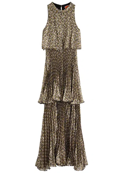 La Doublej La Double J Ball Drop Silk-blend Chiffon Maxi Dress In Multicoloured