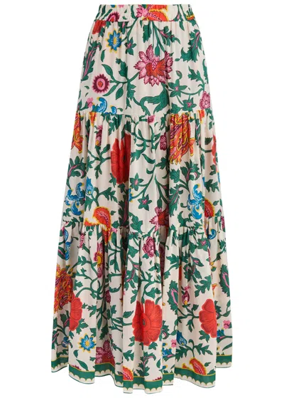 La Doublej La Double J Big Floral-print Cotton-blend Maxi Skirt In Multicoloured