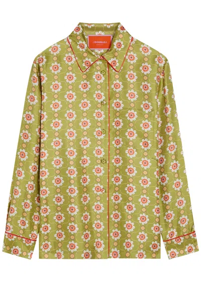 La Doublej La Double J Boy Printed Silk Shirt In Sand