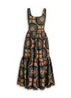 La Doublej La Double J Capri Printed Satin-twill Midi Dress In Brown