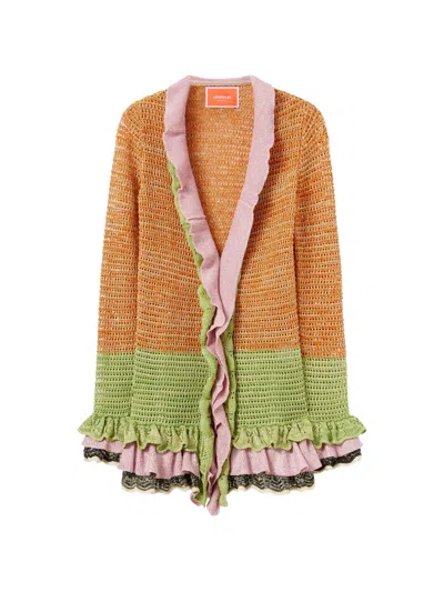 La Doublej La Double J Cotton Viscose Metal Cardigan In Brown