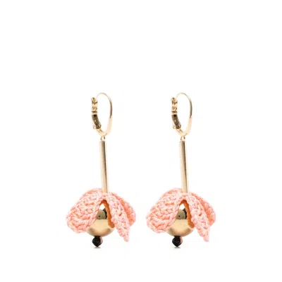 La Doublej La Double J Crocheted Knit With Gold Earrings
