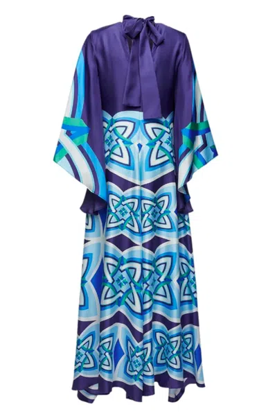 La Doublej Magnifico Graphic-print Maxi Dress In Light Blue