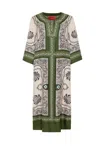 La Doublej Printed Silk Twill Kaftan In Verde