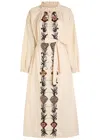 La Doublej La Double J Embroidered Cerere Cotton-poplin Midi Shirt Dress In Neutral