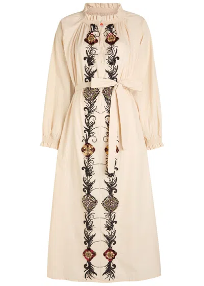 LA DOUBLEJ LA DOUBLE J EMBROIDERED CERERE COTTON-POPLIN MIDI SHIRT DRESS