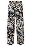 La Doublej La Double J Floral-pattern Loose Pants With Relaxed Fit In Black