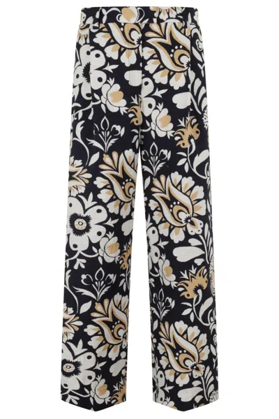 La Doublej La Double J Floral-pattern Loose Pants With Relaxed Fit In Black