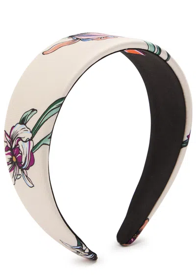 La Doublej La Double J Floral-print Satin Headband In Multicoloured