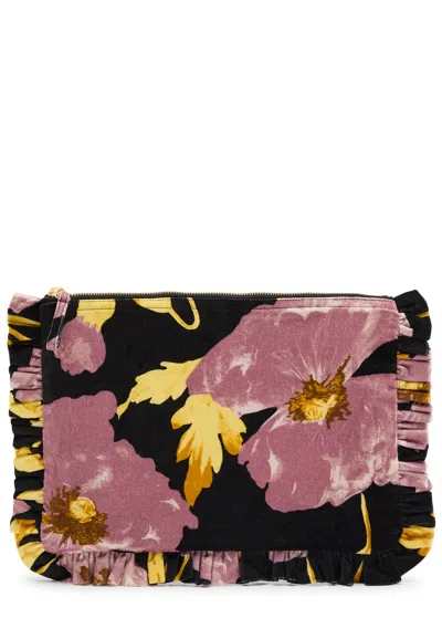 La Doublej La Double J Floral Velvet Hand Pochette Pouch In Multi