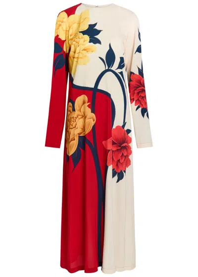 La Doublej La Double J Floral-print Stretch-crepe Midi Dress In Multi