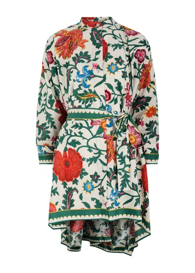 La Doublej La Double J Foulard Floral-print Cotton Mini Dress In Multicoloured