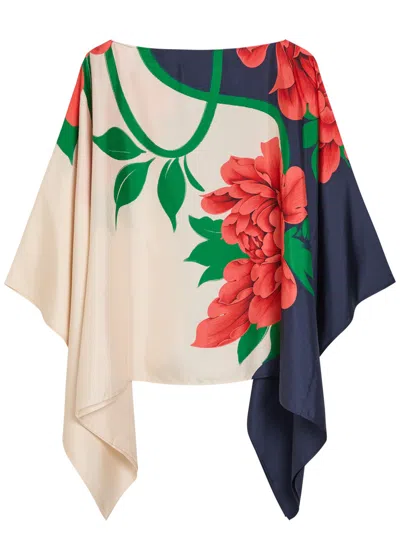 La Doublej La Double J Foulard Floral-print Silk Top In Multi