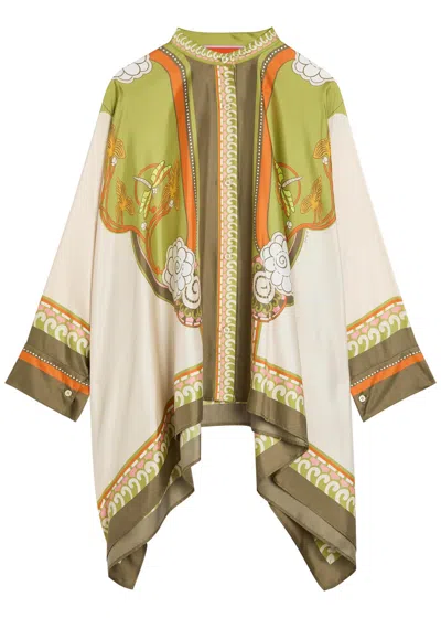 La Doublej La Double J Foulard Printed Asymmetric Silk Shirt In Multi