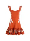 La Doublej La Double J Gingerbread Floral-printed Twill Mini Dress In Iris Placée Dark Orange